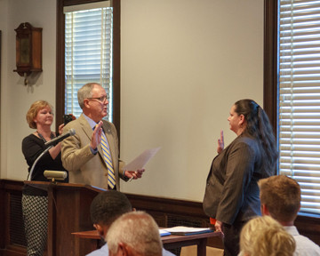 DCDC Director of Touring & University Initiatives swears into a position on the Centerville Arts Commission Monday, June 19, 2017. Photo credit: Will VanHuss